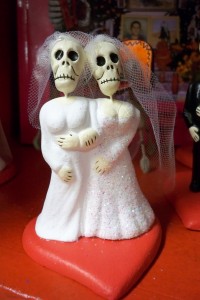 girl/girl day of the dead wedding cake topper